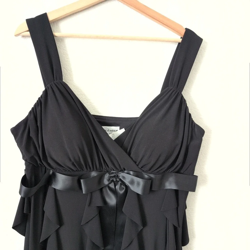 Vintage 90s Y2K Black Ruffle Cocktail Dress 18W Layered Whimsigoth Prom Babydoll